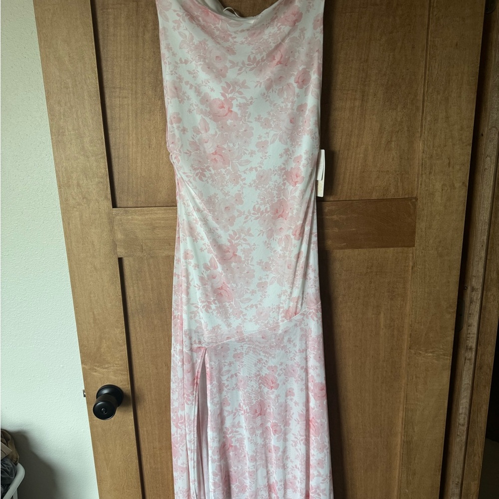 Altar'd State Blush Pink Floral Satin Slip Dress